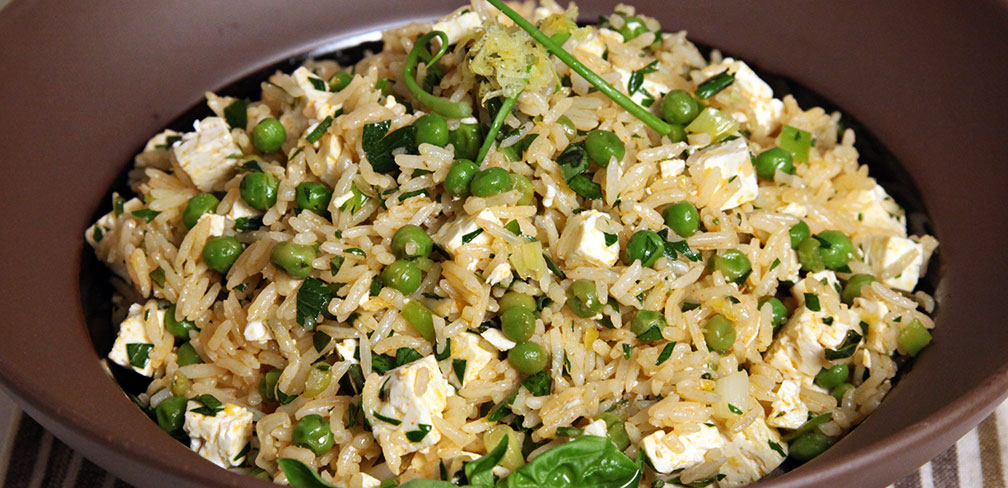 Jasmine Rice with Feta and Green Peas