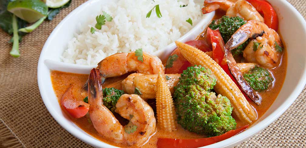 Red Curry Shrimp with Baby Corn