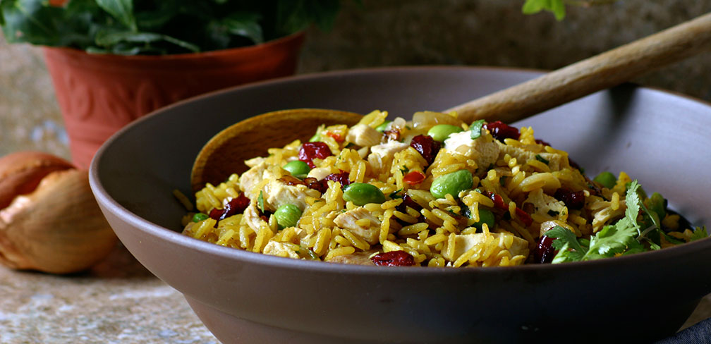 Curried Rice with Turkey and Edamame
