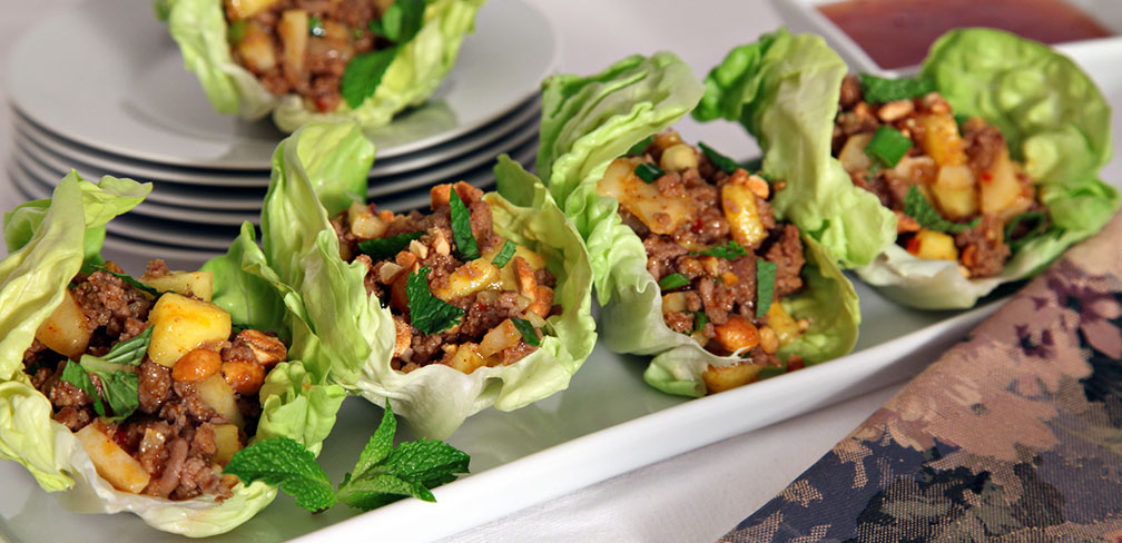 Pineapple Curried Chicken Lettuce Wraps